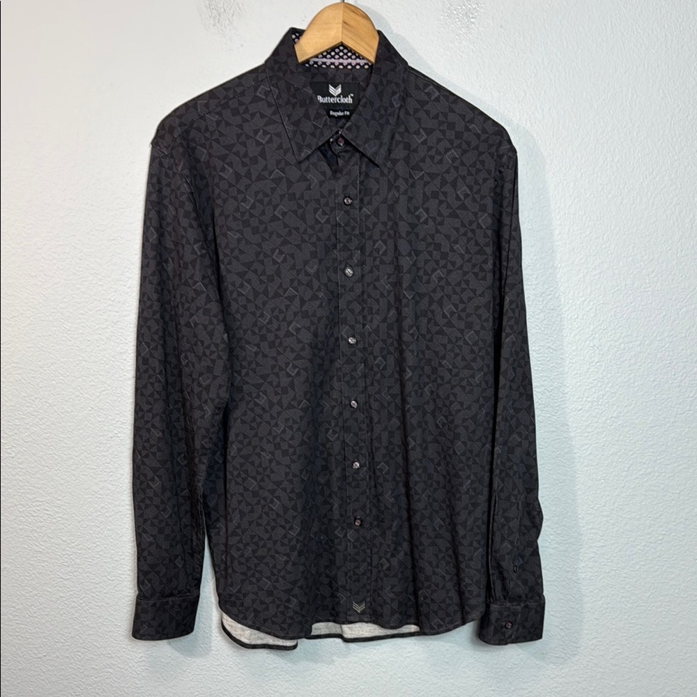 ButterCloth Black Patterned Men's Shirt
